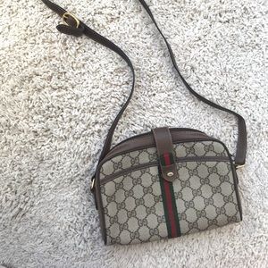 Vintage Gucci Flap Monogram Crossbody Sling Purse